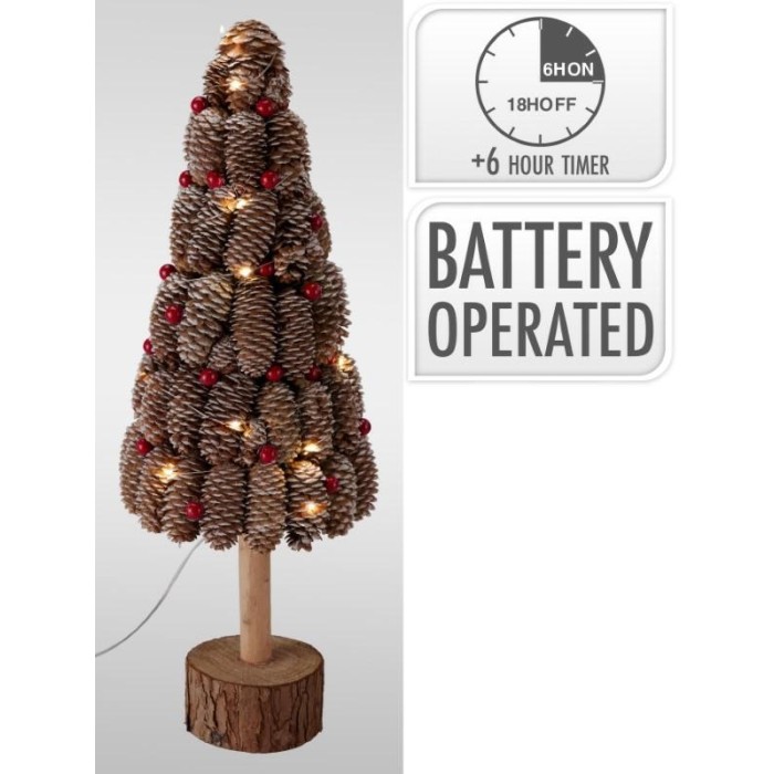 ALBERO LEGNO PIGNE 20 LED H.50